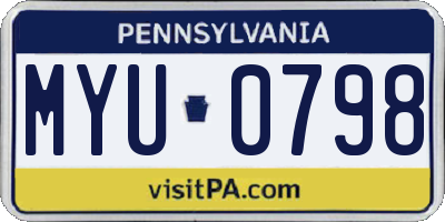 PA license plate MYU0798