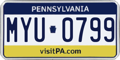 PA license plate MYU0799