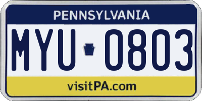 PA license plate MYU0803