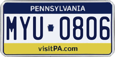PA license plate MYU0806