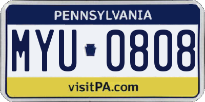 PA license plate MYU0808