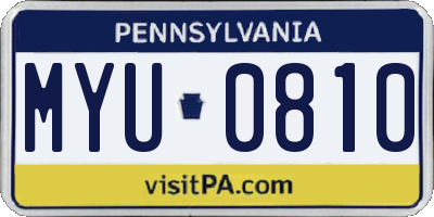 PA license plate MYU0810