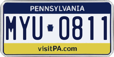 PA license plate MYU0811