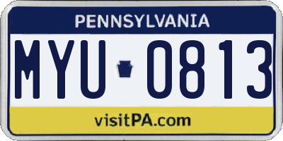 PA license plate MYU0813