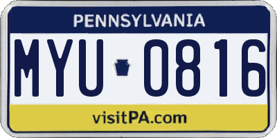 PA license plate MYU0816
