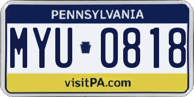 PA license plate MYU0818