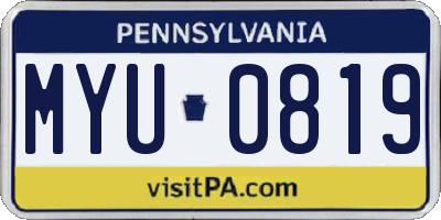 PA license plate MYU0819
