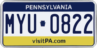 PA license plate MYU0822