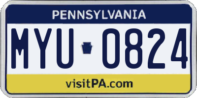 PA license plate MYU0824
