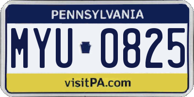 PA license plate MYU0825