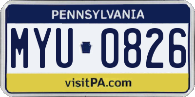 PA license plate MYU0826