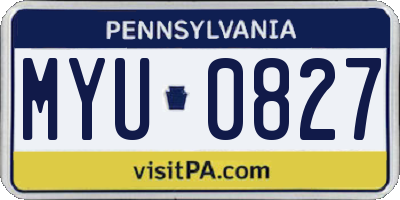 PA license plate MYU0827