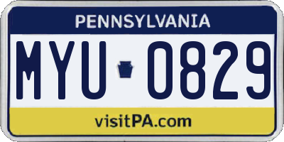 PA license plate MYU0829