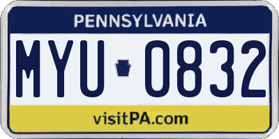PA license plate MYU0832