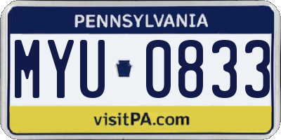 PA license plate MYU0833