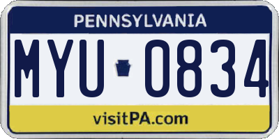 PA license plate MYU0834