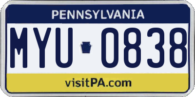 PA license plate MYU0838