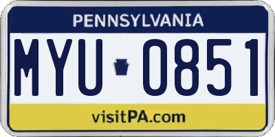 PA license plate MYU0851
