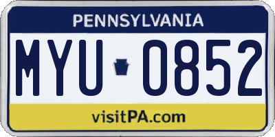 PA license plate MYU0852