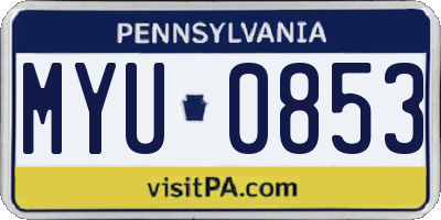 PA license plate MYU0853