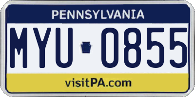 PA license plate MYU0855