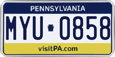 PA license plate MYU0858