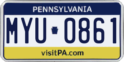 PA license plate MYU0861