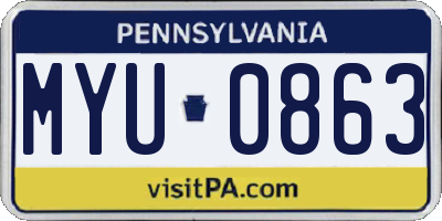 PA license plate MYU0863