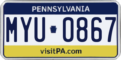 PA license plate MYU0867