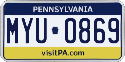 PA license plate MYU0869