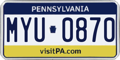 PA license plate MYU0870