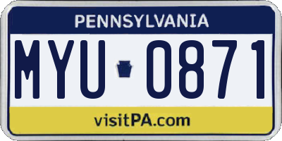PA license plate MYU0871