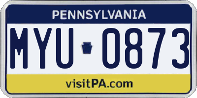 PA license plate MYU0873