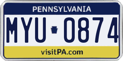 PA license plate MYU0874