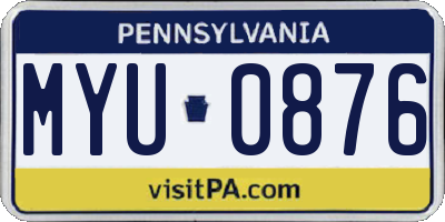 PA license plate MYU0876