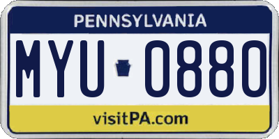PA license plate MYU0880