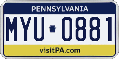 PA license plate MYU0881