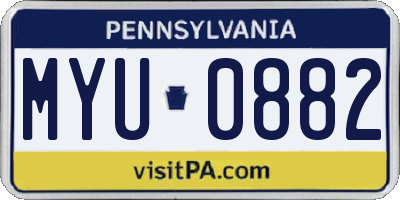 PA license plate MYU0882