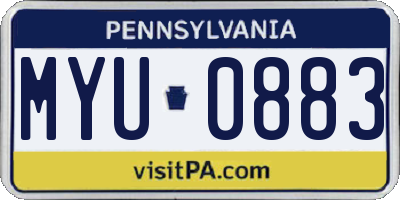 PA license plate MYU0883