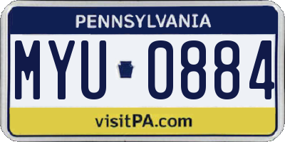 PA license plate MYU0884
