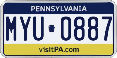 PA license plate MYU0887