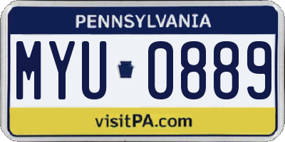 PA license plate MYU0889