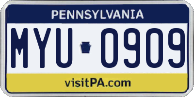 PA license plate MYU0909