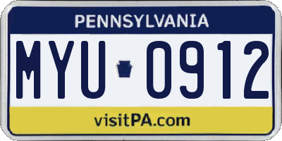 PA license plate MYU0912