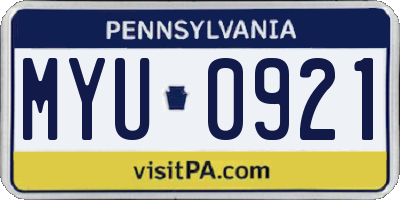 PA license plate MYU0921