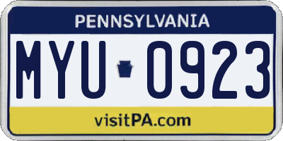 PA license plate MYU0923