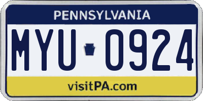 PA license plate MYU0924