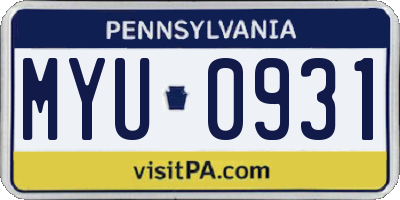 PA license plate MYU0931