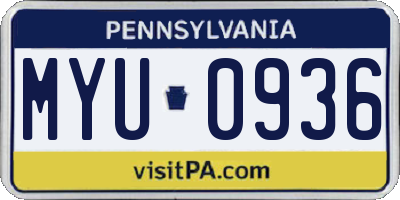 PA license plate MYU0936