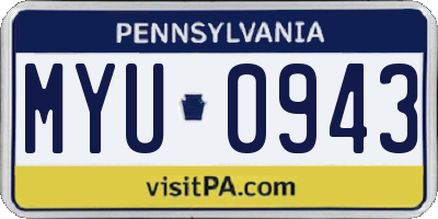 PA license plate MYU0943
